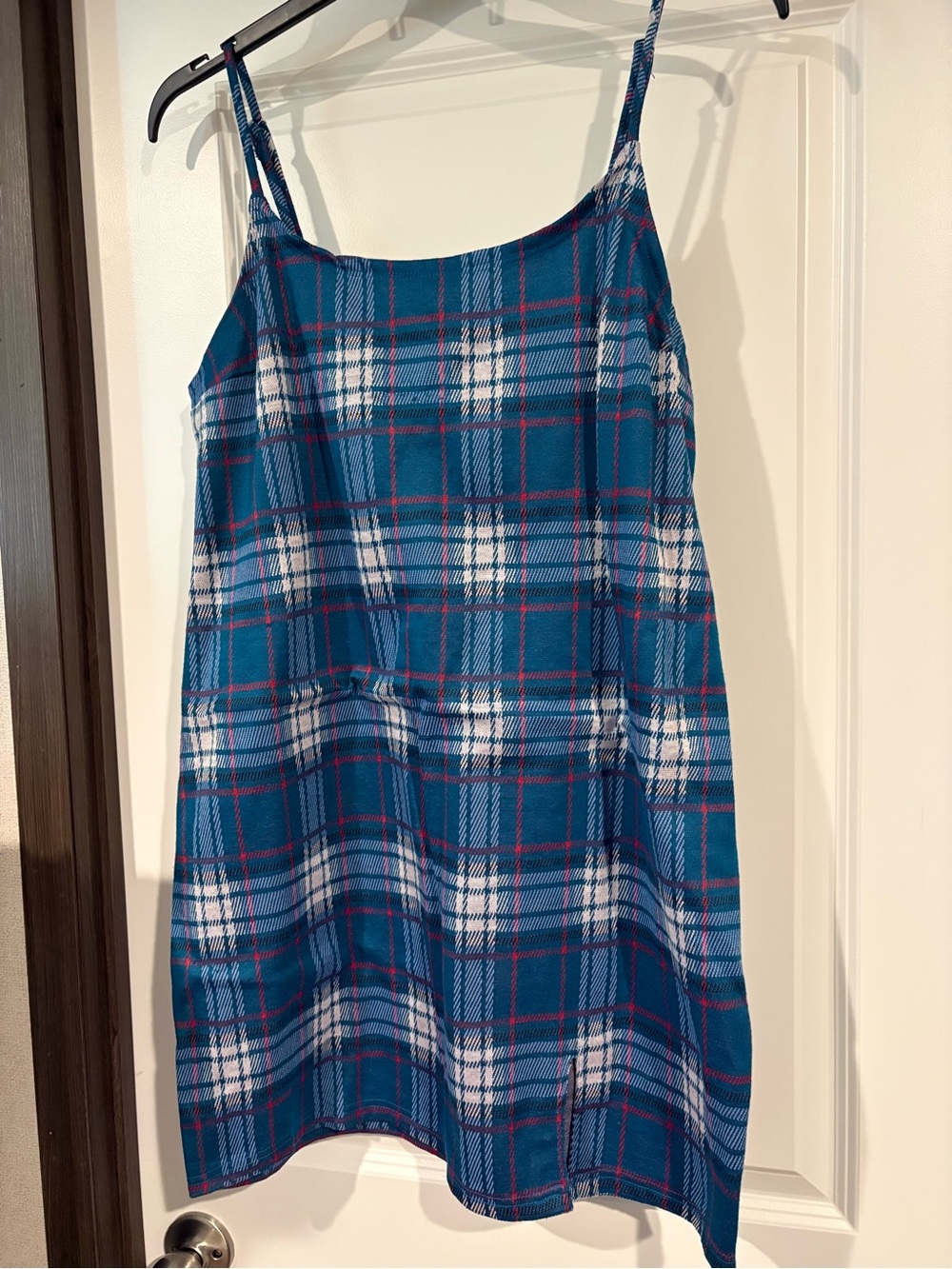 Rue21 Teal Plaid Mini Dress with White & Red Accents